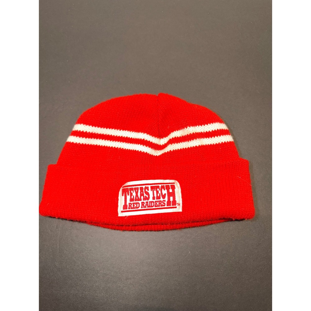 Vintage Lil Fan Texas Tech Red Raiders Beanie‎ Striped Knit Cap USA Sz 2-7